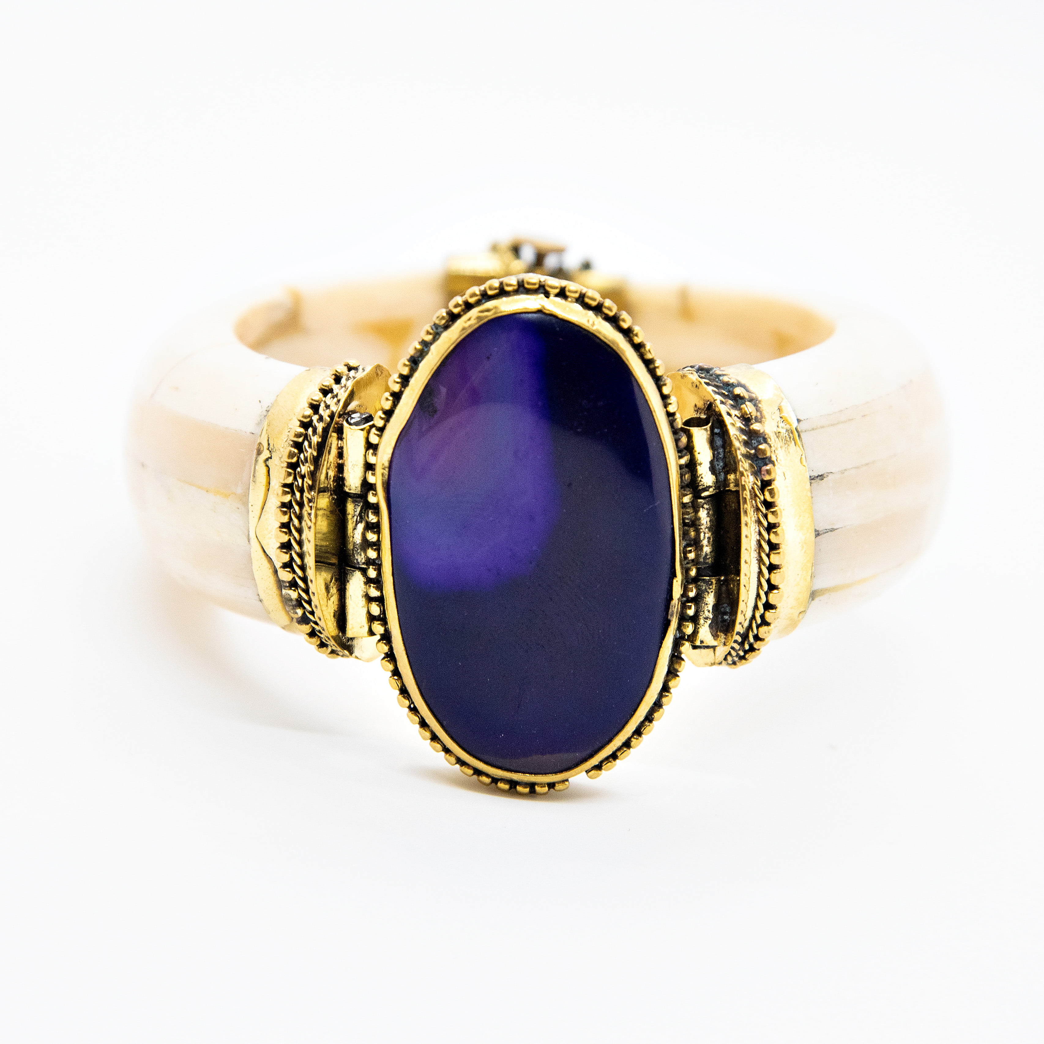 Bracelete Turco Osso com Pedra Roxa