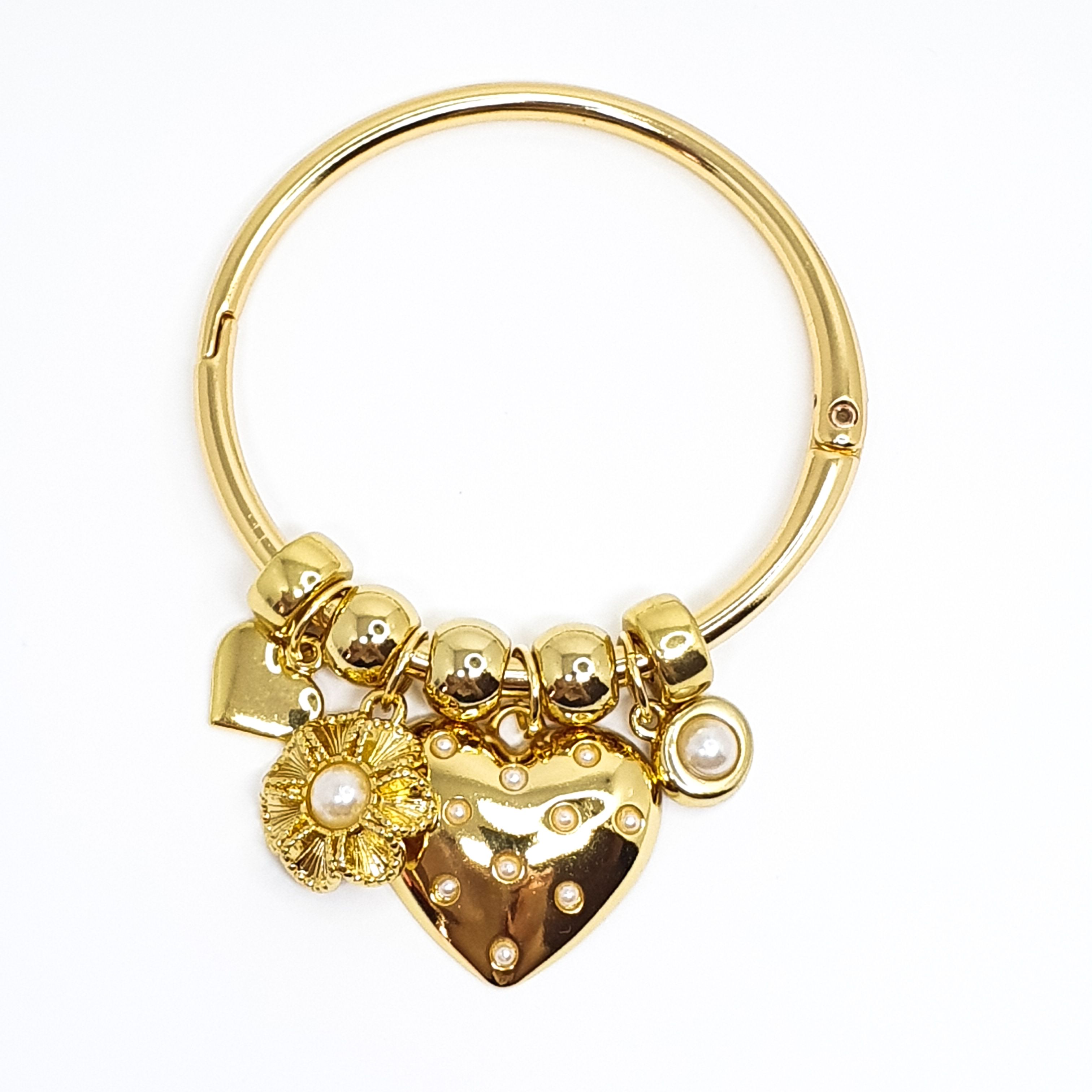 Bracelete Coração e Pérolas 