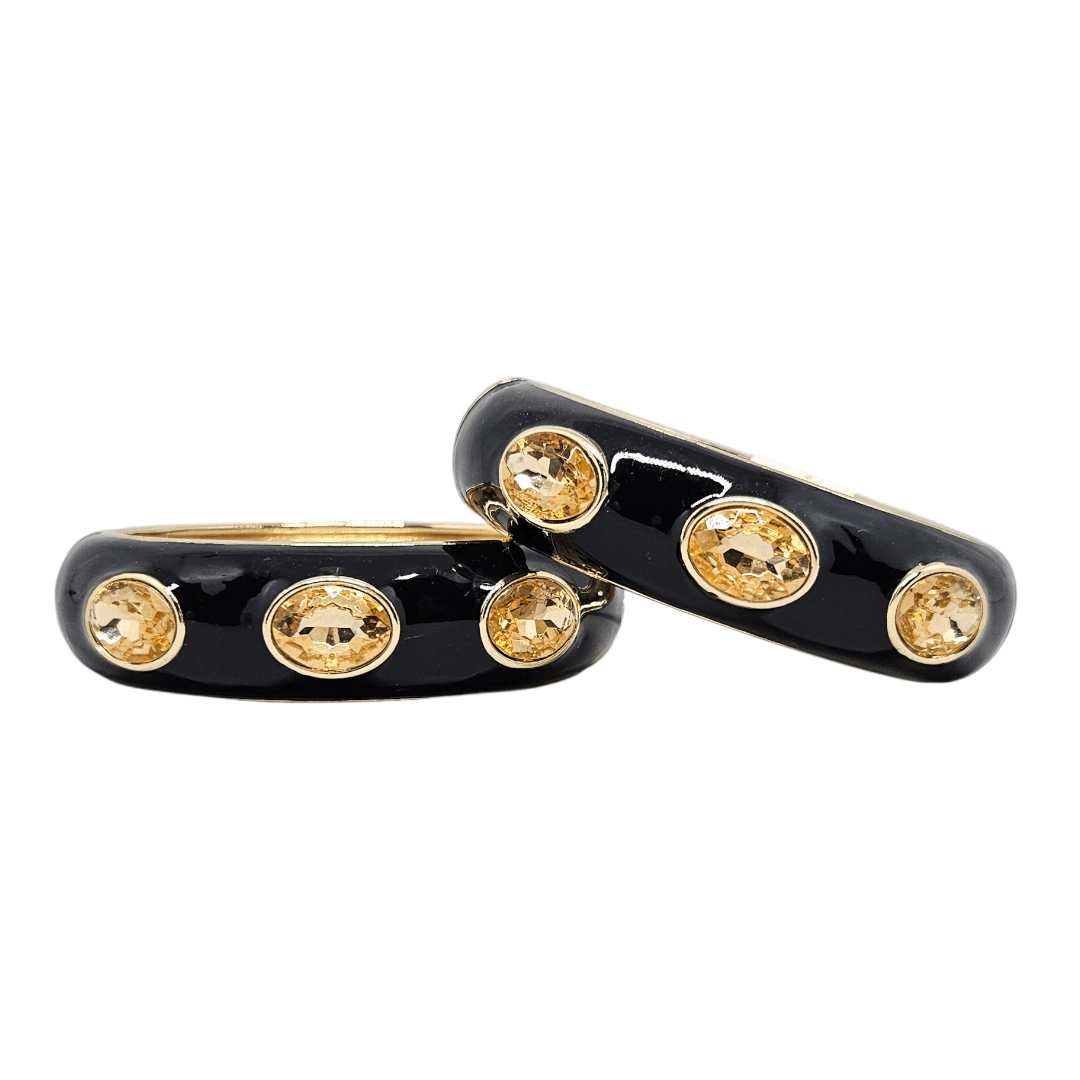 Bracelete Preto com Cristais Champanhe