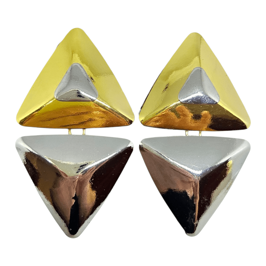 Brinco Triângulo Mix de Banhos - Base Dourada