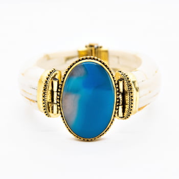 Bracelete Turco Osso com Pedra Azul