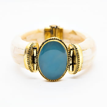 Bracelete Turco Osso com Pedra Azul