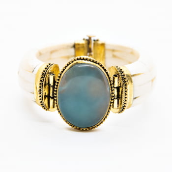 Bracelete Turco Osso com Pedra Azul
