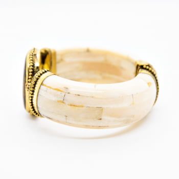 Bracelete Turco Osso com Pedras Tons Neutros 