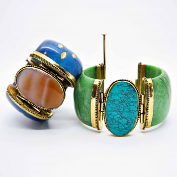 Bracelete Turco Resina com Pedra 