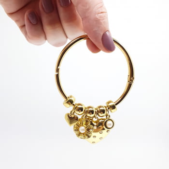 Bracelete Coração e Pérolas 
