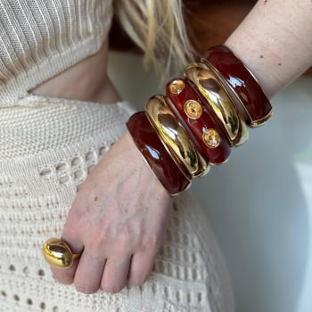 Bracelete Esmaltado Bordô 