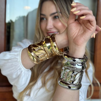 Bracelete Martelado Dourado M 