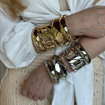 Bracelete Martelado Dourado M 