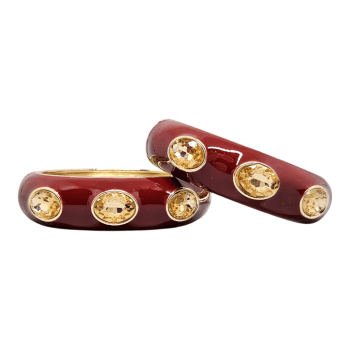 Bracelete Bordô com Cristais Champanhe