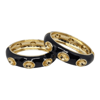 Bracelete Preto com Cristais Champanhe