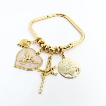 Bracelete Quadrado Divino Espírito Santo - Perolado
