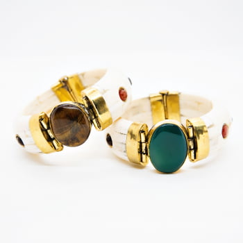 Bracelete Turco Osso com Pedra -  Pedras Coloridas 