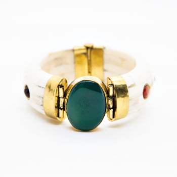 Bracelete Turco Osso com Pedra -  Pedras Coloridas 