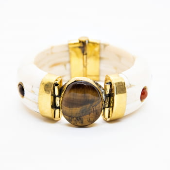 Bracelete Turco Osso com Pedra -  Pedras Coloridas 