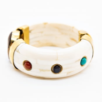 Bracelete Turco Osso com Pedra -  Pedras Coloridas 