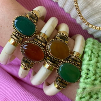 Bracelete Turco Osso c Pedra - Fino