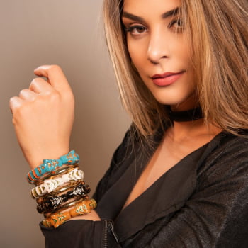 Bracelete Esmaltado Tigre