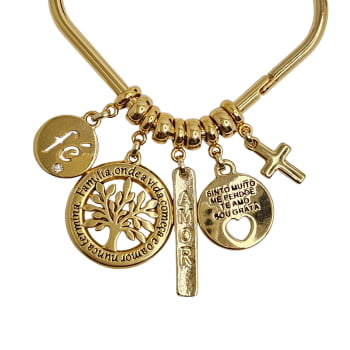 Bracelete Penduricalhos Árvore Da Vida