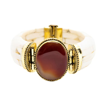 Bracelete Turco Osso com Pedra Âmbar 