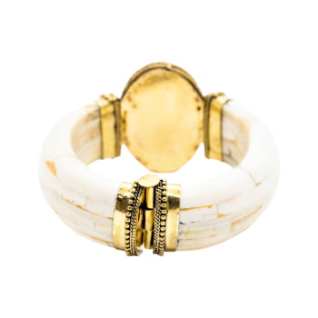 Bracelete Turco Osso com Pedra Âmbar 