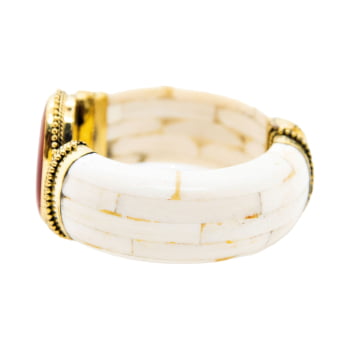 Bracelete Turco Osso com Pedra Âmbar 