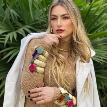 Bracelete Turco Osso com Pedra Olho de Tigre