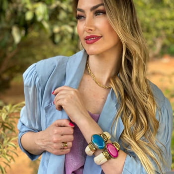 Bracelete Turco Osso com Pedra Azul