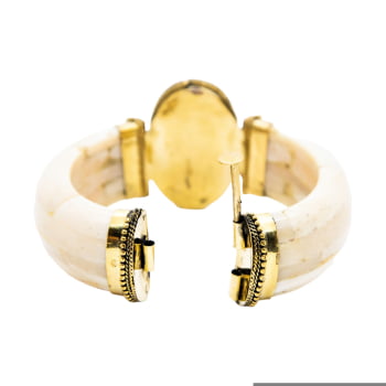 Bracelete Turco Osso com Pedra Oval Roxa 
