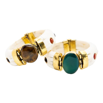 Bracelete Turco Osso com Pedra - Pedras Coloridas