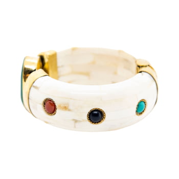 Bracelete Turco Osso com Pedra - Pedras Coloridas