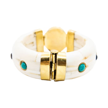 Bracelete Turco Osso com Pedra - Pedras Coloridas
