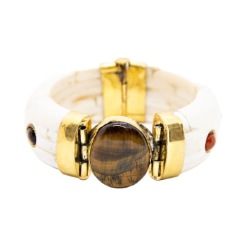 Bracelete Turco Osso com Pedra - Pedras Coloridas