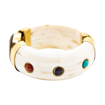 Bracelete Turco Osso com Pedra - Pedras Coloridas