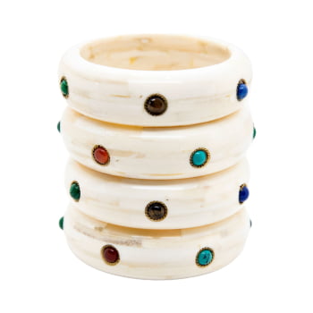 Bracelete Turco Osso com Pedras Coloridas 