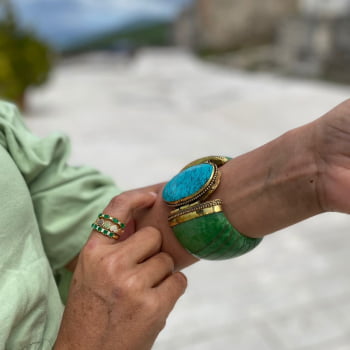 Bracelete Turco Resina com Pedra  