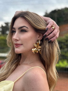 Brinco Maxi Orquídea - Dourado