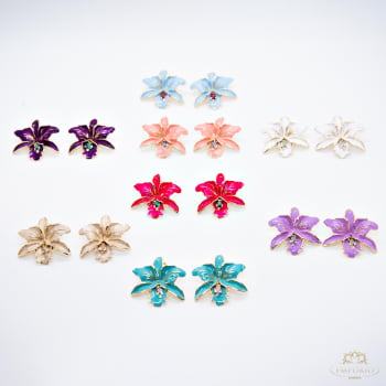 Brinco Orquídea Esmaltado