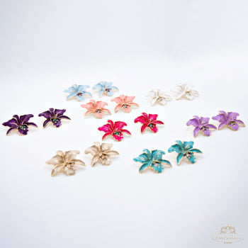 Brinco Orquídea Esmaltado