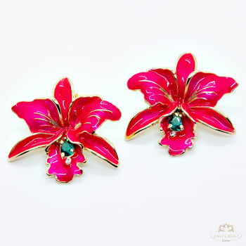 Brinco Orquídea Esmaltado