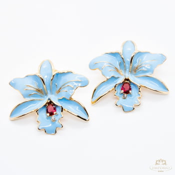 Brinco Orquídea Esmaltado