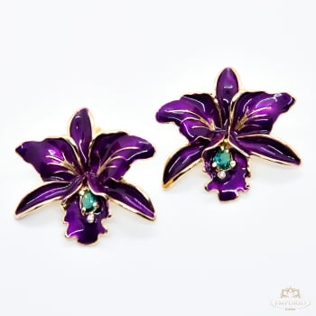 Brinco Orquídea Esmaltado