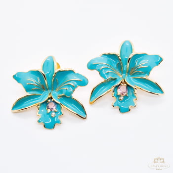 Brinco Orquídea Esmaltado