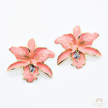 Brinco Orquídea Esmaltado