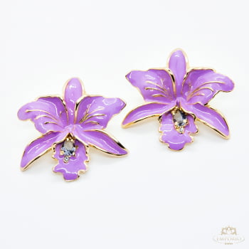 Brinco Orquídea Esmaltado
