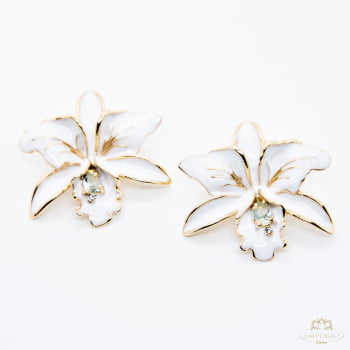 Brinco Orquídea Esmaltado