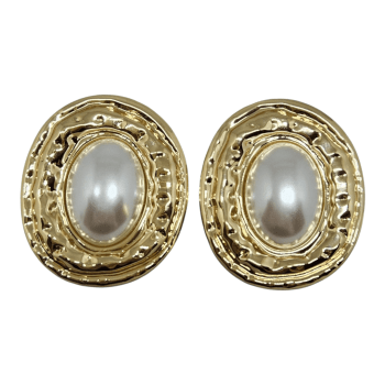 Brinco Oval Resina - Pérola 