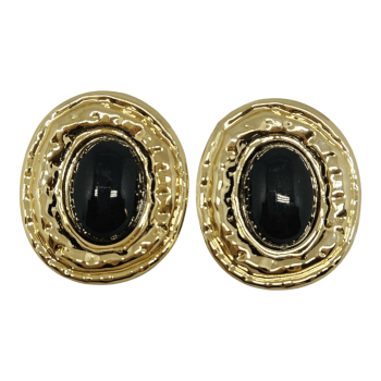 Brinco Oval Resina - Preto