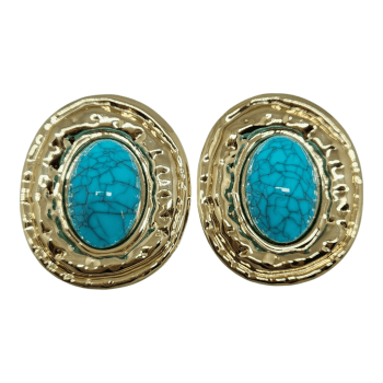 Brinco Oval Resina - Turquesa 
