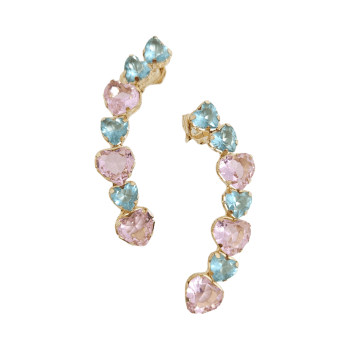 Ear Cuff Corações - azul e rosa